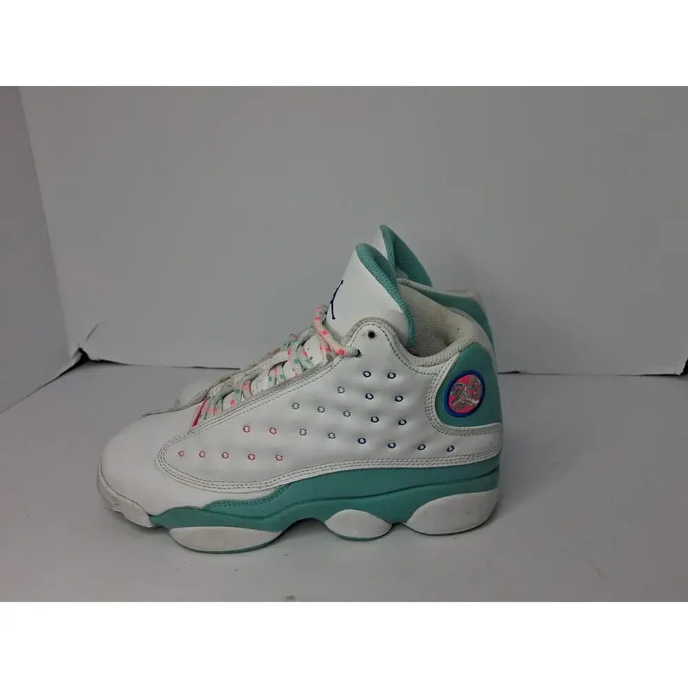 Air Jordan 13 GS Aurora Green Pink White Youth Basketball Shoes 439358-100 5Y
